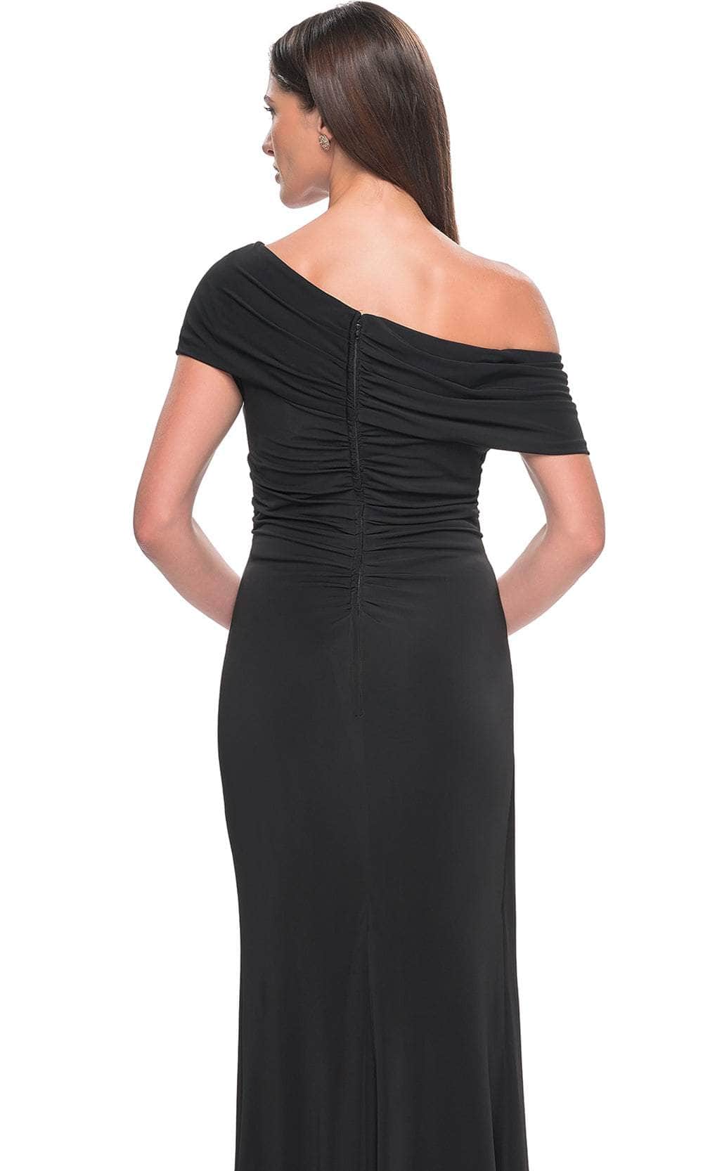 La Femme 31459 Jersey Open Back Ruffle Off the Shoulder Prom Dress