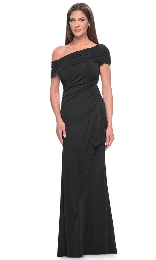 La Femme 31459 Jersey Open Back Ruffle Off the Shoulder Prom Dress