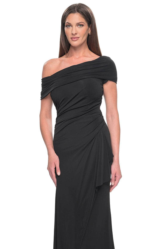 La Femme 31459 Jersey Open Back Ruffle Off the Shoulder Prom Dress