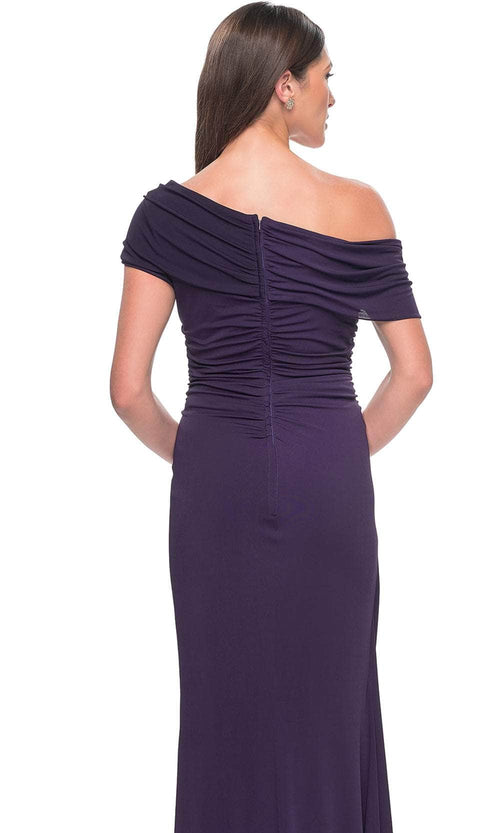 La Femme 31459 Jersey Open Back Ruffle Off the Shoulder Prom Dress