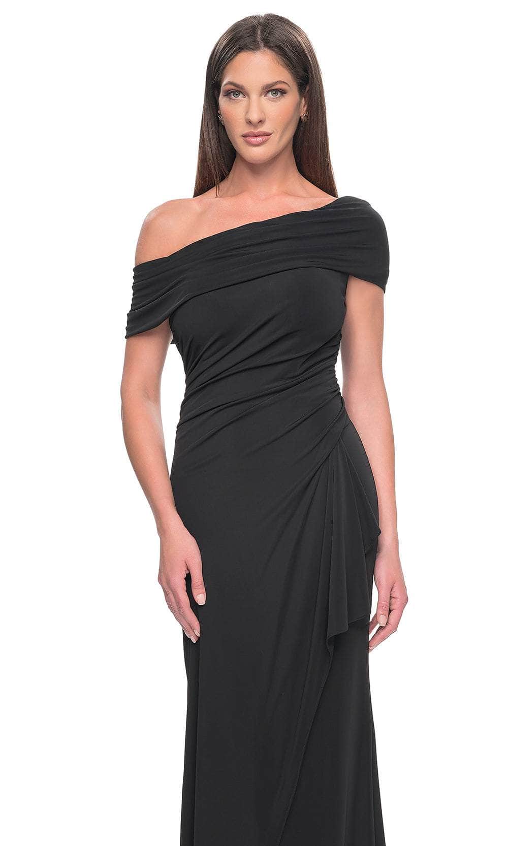 La Femme 31459 Jersey Open Back Ruffle Off the Shoulder Prom Dress