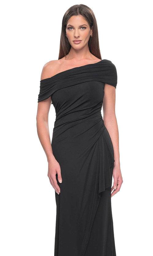 La Femme 31459 Jersey Open Back Ruffle Off the Shoulder Prom Dress