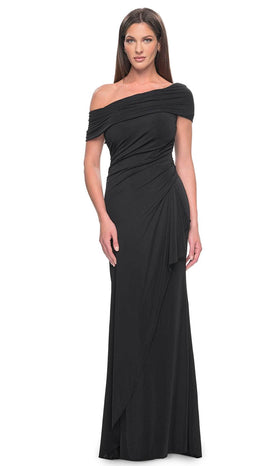 La Femme 31459 Jersey Open Back Ruffle Off the Shoulder Prom Dress