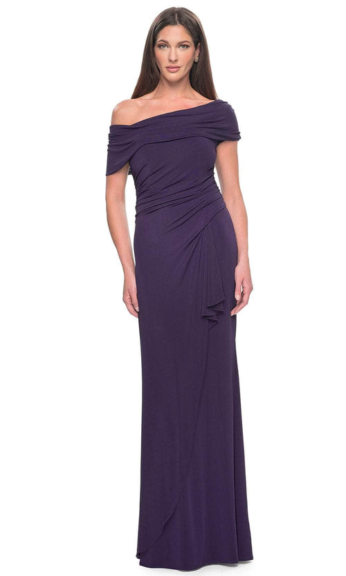 La Femme 31459 - Asymmetrical Sheath Formal Dress Evening Dresses 4 / Eggplant