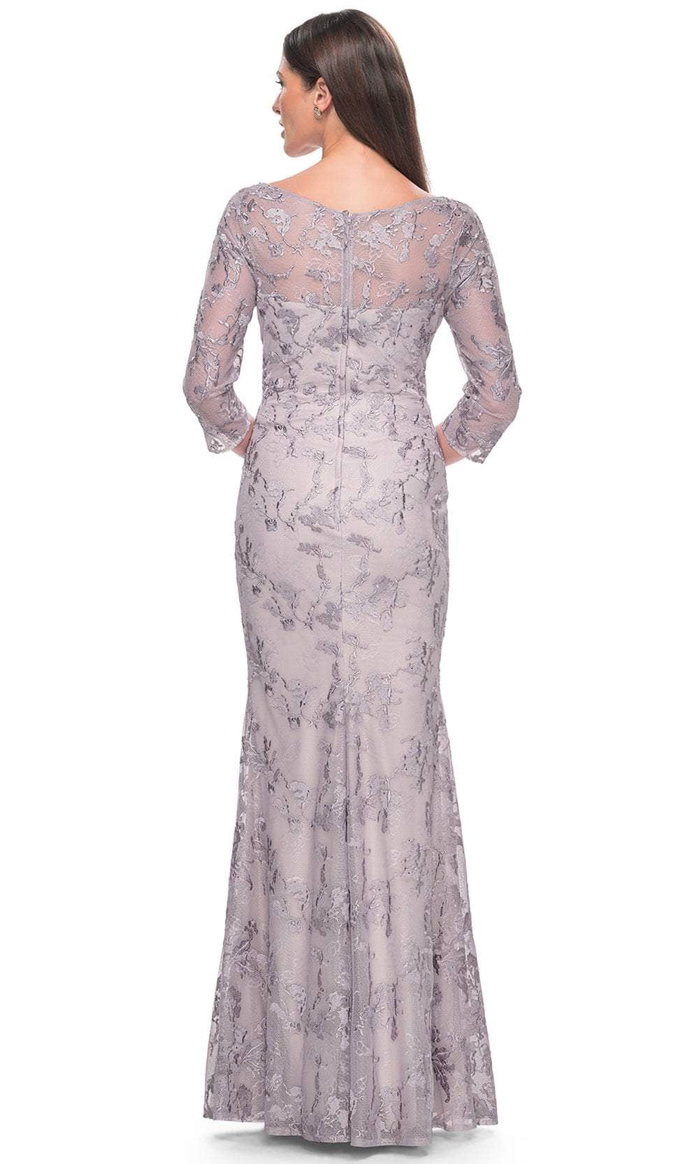 La Femme 31684 Lace Beaded Embroidered V Neck Evening Gown