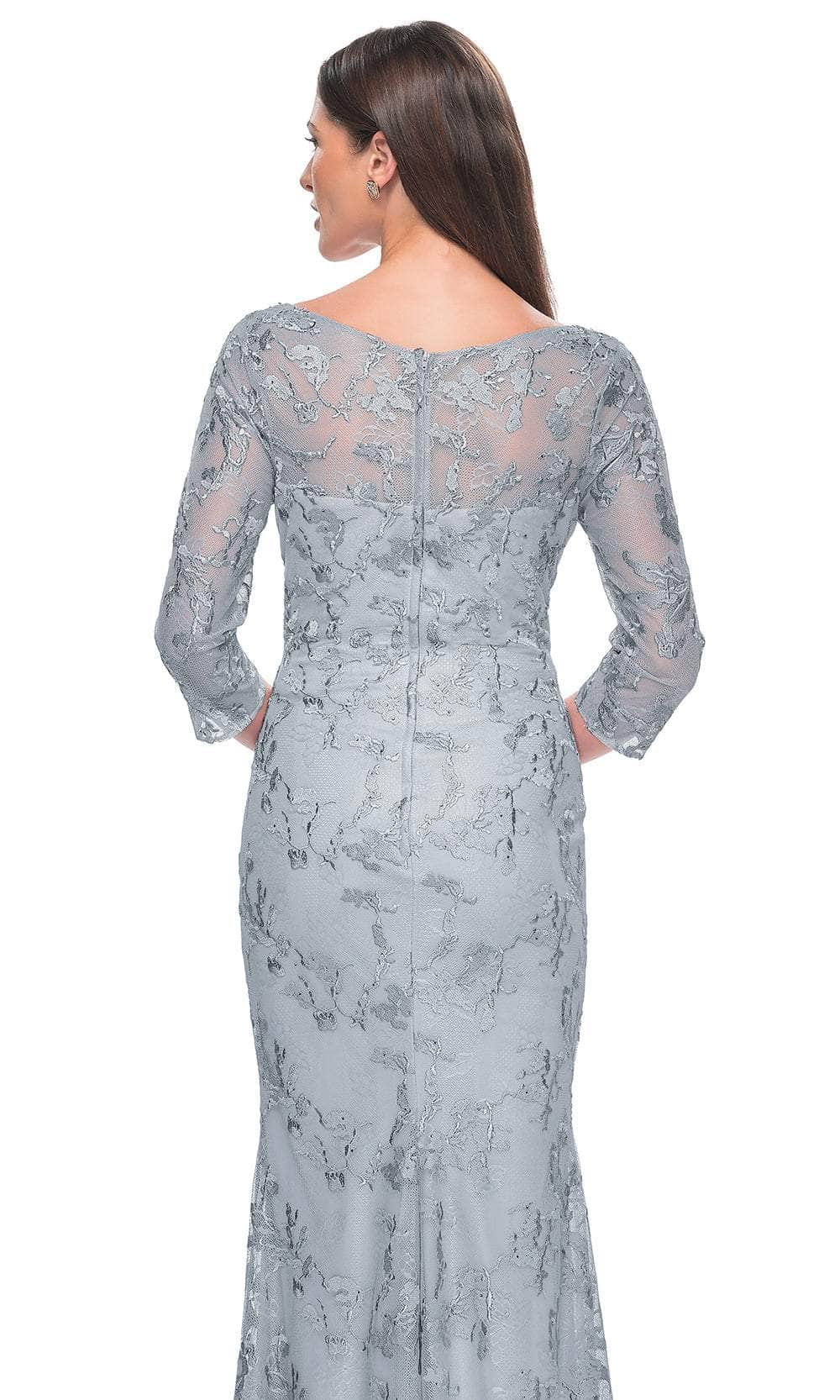 La Femme 31684 Lace Beaded Embroidered V Neck Evening Gown