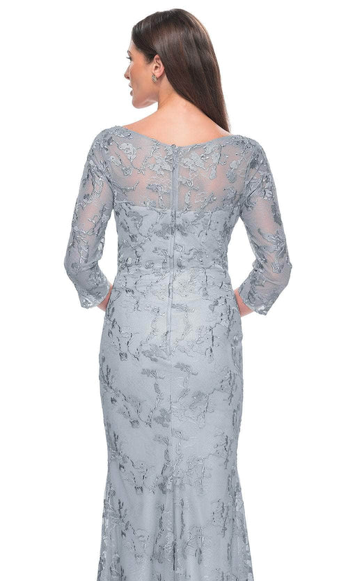 La Femme 31684 Lace Beaded Embroidered V Neck Evening Gown