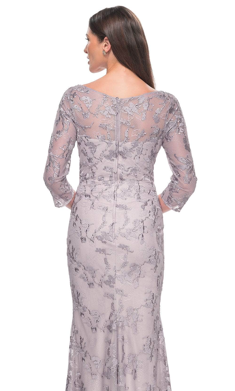 La Femme 31684 Lace Beaded Embroidered V Neck Evening Gown