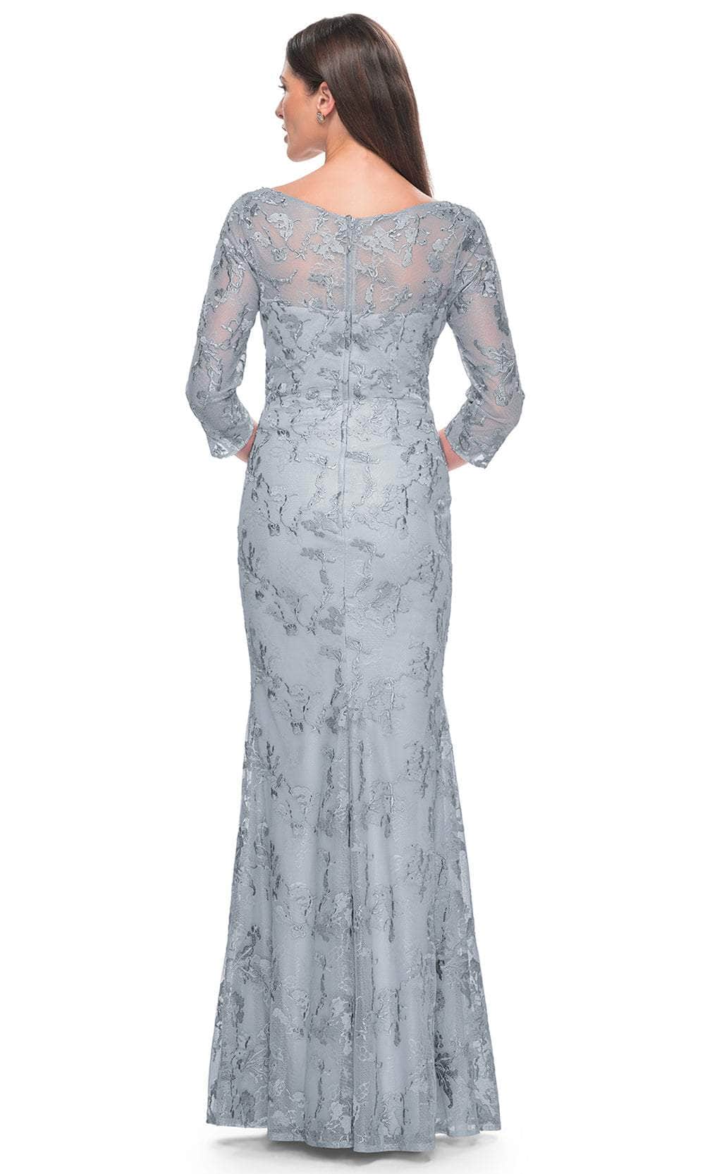La Femme 31684 Lace Beaded Embroidered V Neck Evening Gown