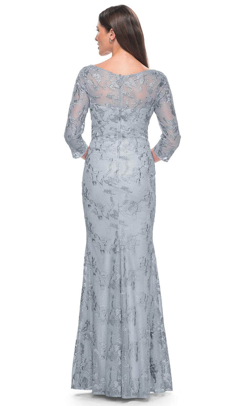 La Femme 31684 Lace Beaded Embroidered V Neck Evening Gown