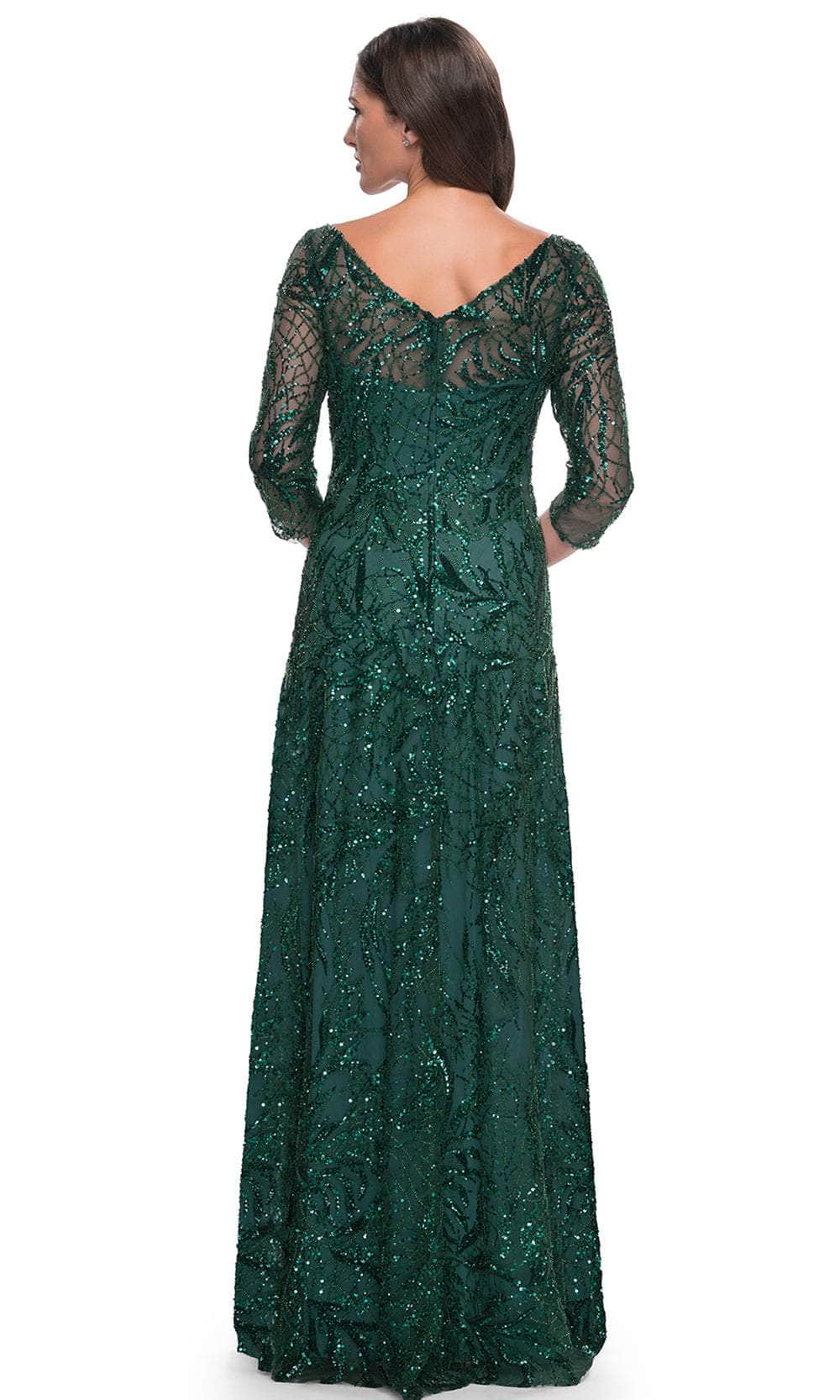 La Femme 31690 Lace Beaded Sequin Bateau Formal Dress