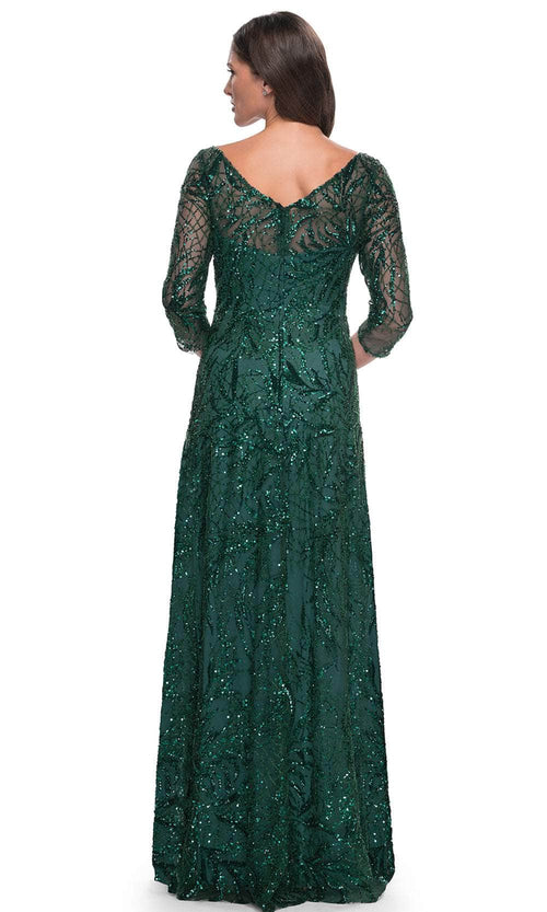 La Femme 31690 Lace Beaded Sequin Bateau Formal Dress