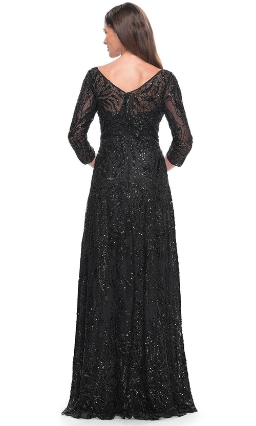 La Femme 31690 Lace Beaded Sequin Bateau Formal Dress