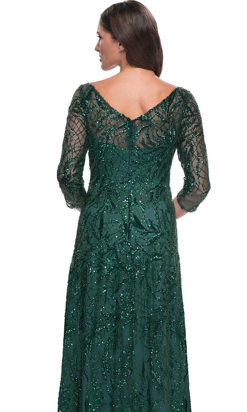 La Femme 31690 Lace Beaded Sequin Bateau Formal Dress