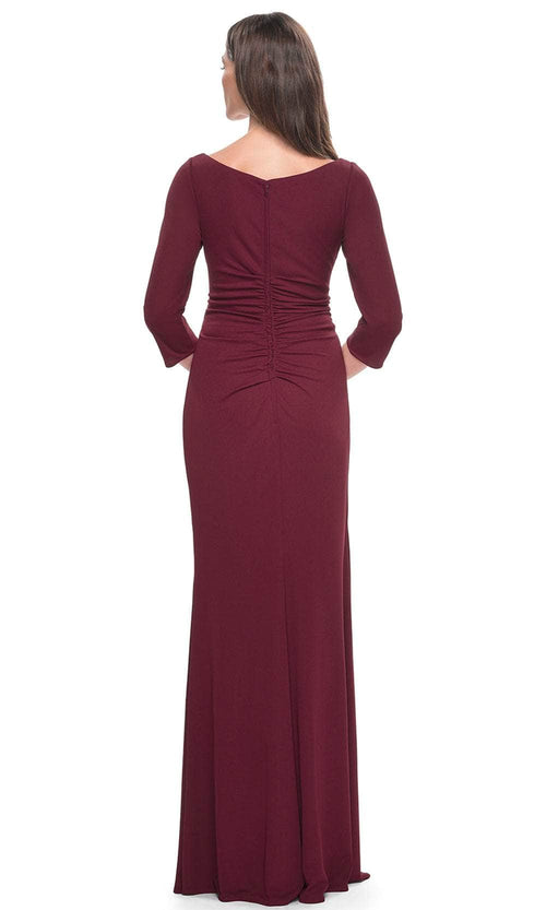 La Femme 31705 Jersey Ruched Ruffle Bateau Formal Dress