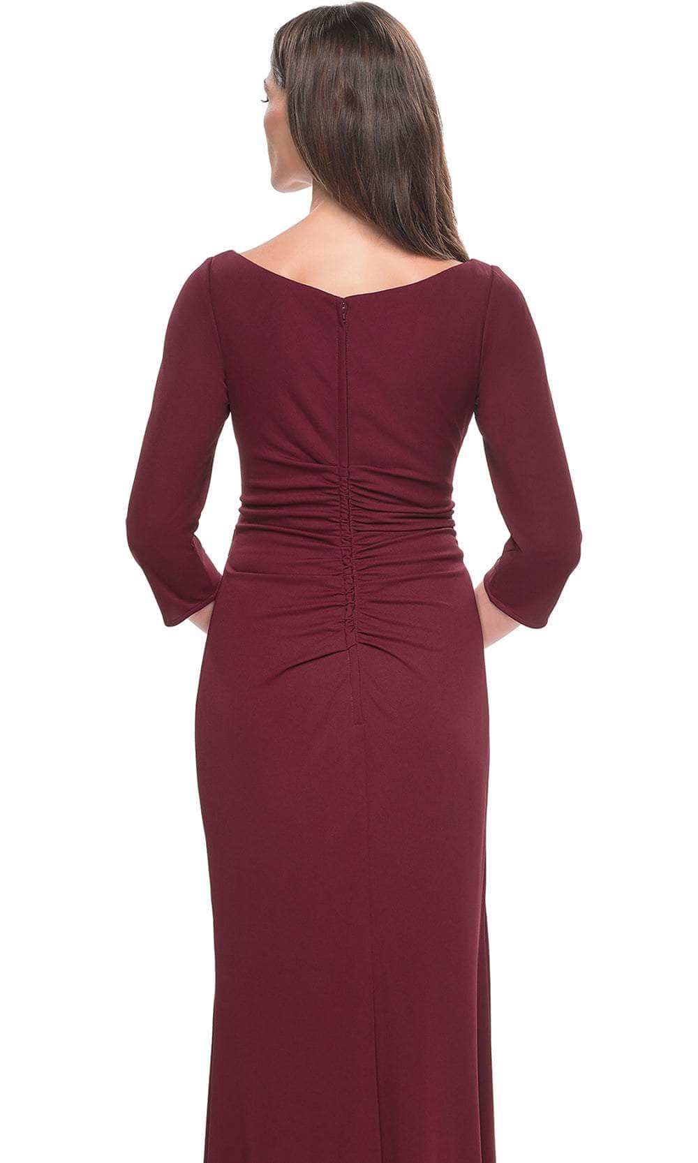 La Femme 31705 Jersey Ruched Ruffle Bateau Formal Dress