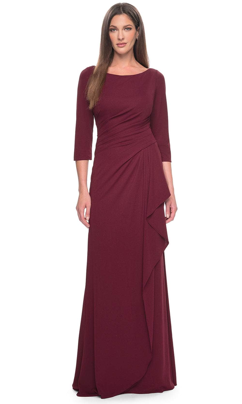 La Femme 31705 Jersey Ruched Ruffle Bateau Formal Dress