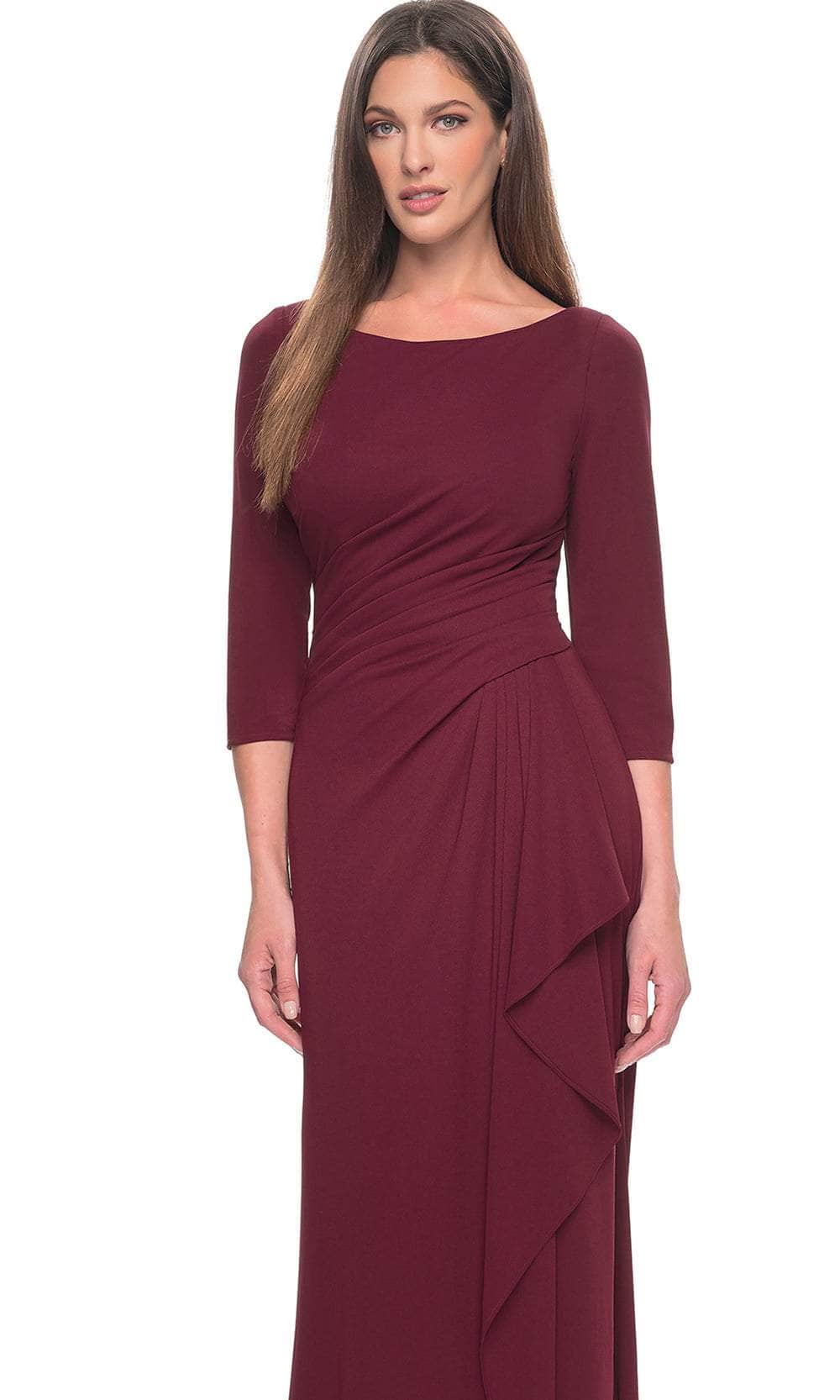 La Femme 31705 Jersey Ruched Ruffle Bateau Formal Dress