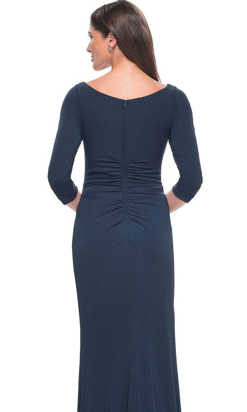 La Femme 31705 Jersey Ruched Ruffle Bateau Formal Dress