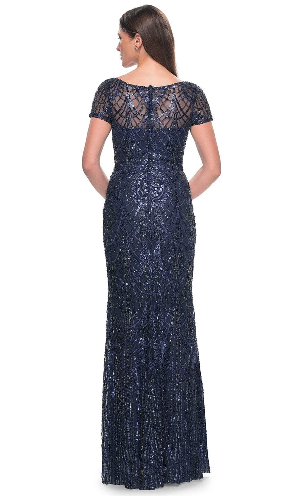 La Femme 31709 Lace Beaded Illusion Bateau Evening Gown