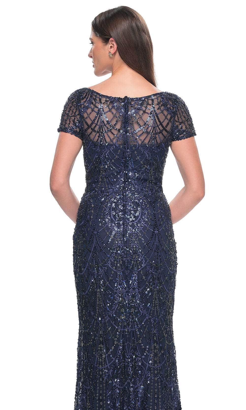 La Femme 31709 Lace Beaded Illusion Bateau Evening Gown