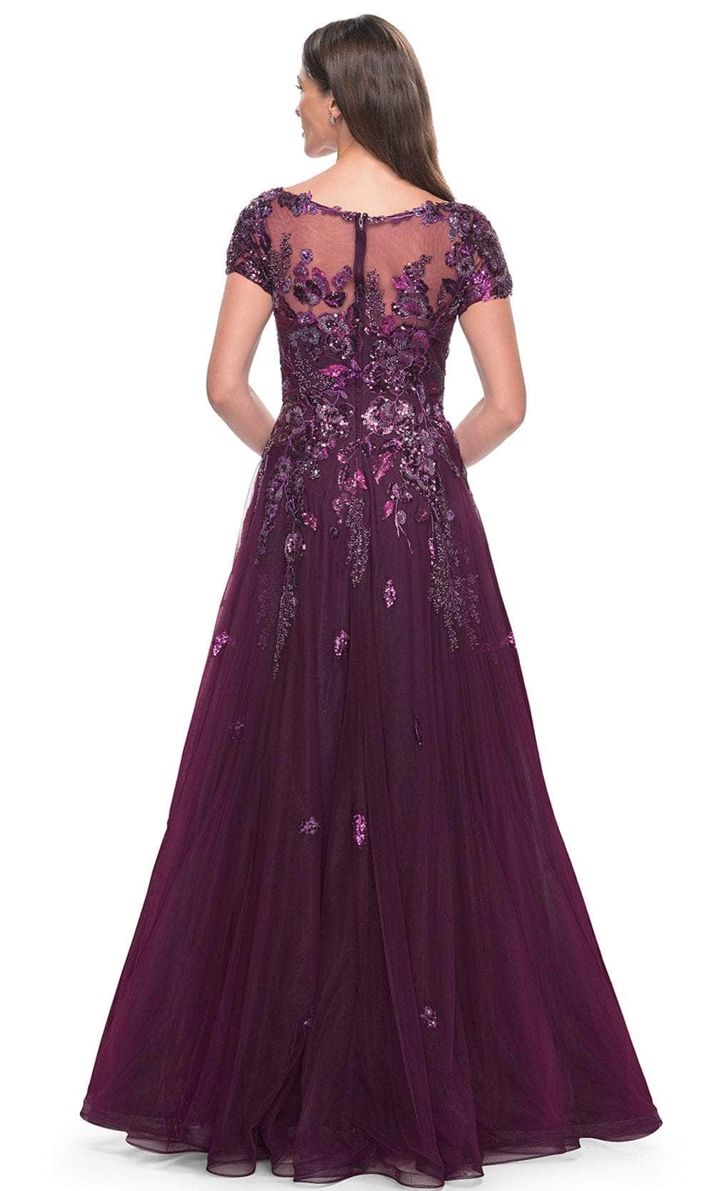 La Femme 31712 Tulle Beaded Sequin Bateau Evening Gown