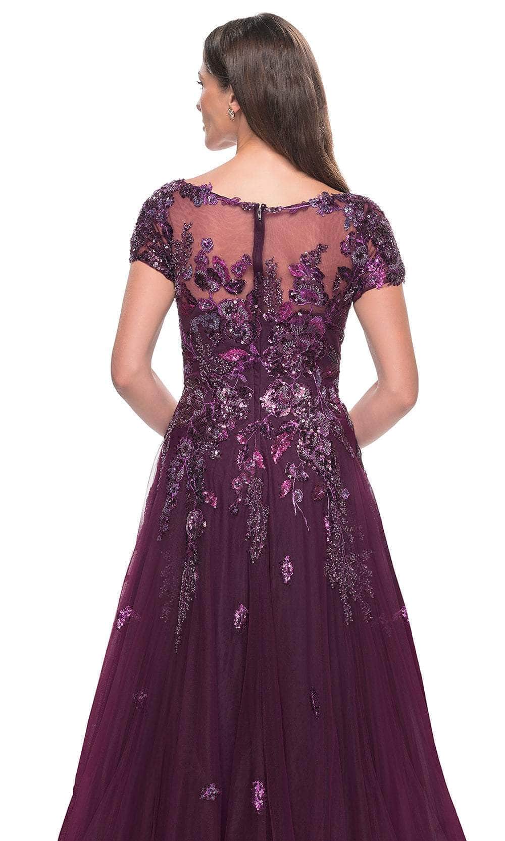 La Femme 31712 Tulle Beaded Sequin Bateau Evening Gown