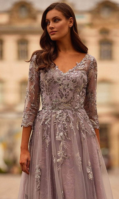 La Femme 31717 Lace Bodice Evening Gown
