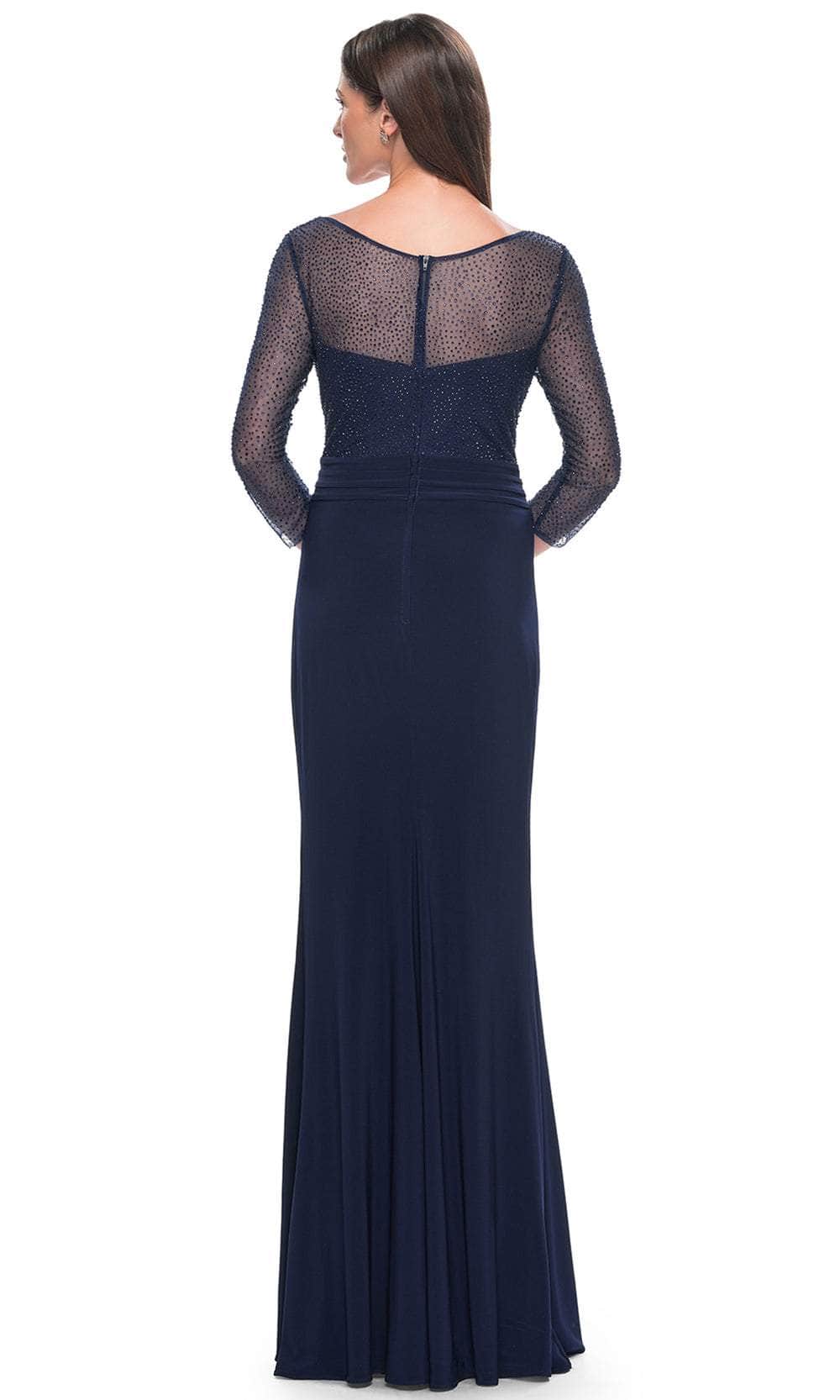 La Femme 31777 Jersey Beaded Ruched V Neck Prom Dress