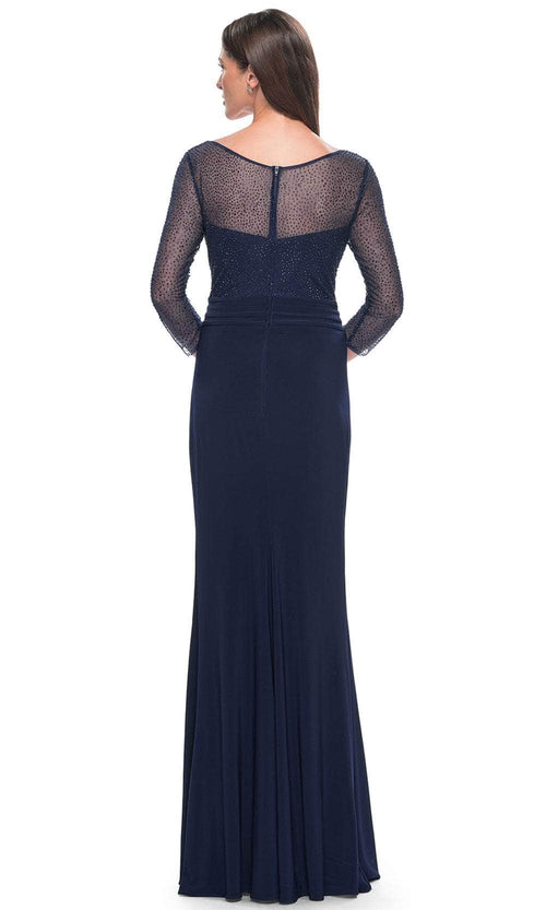 La Femme 31777 Jersey Beaded Ruched V Neck Prom Dress