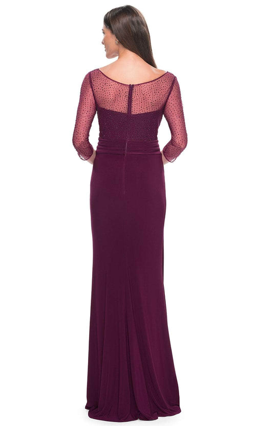 La Femme 31777 Jersey Beaded Ruched V Neck Prom Dress