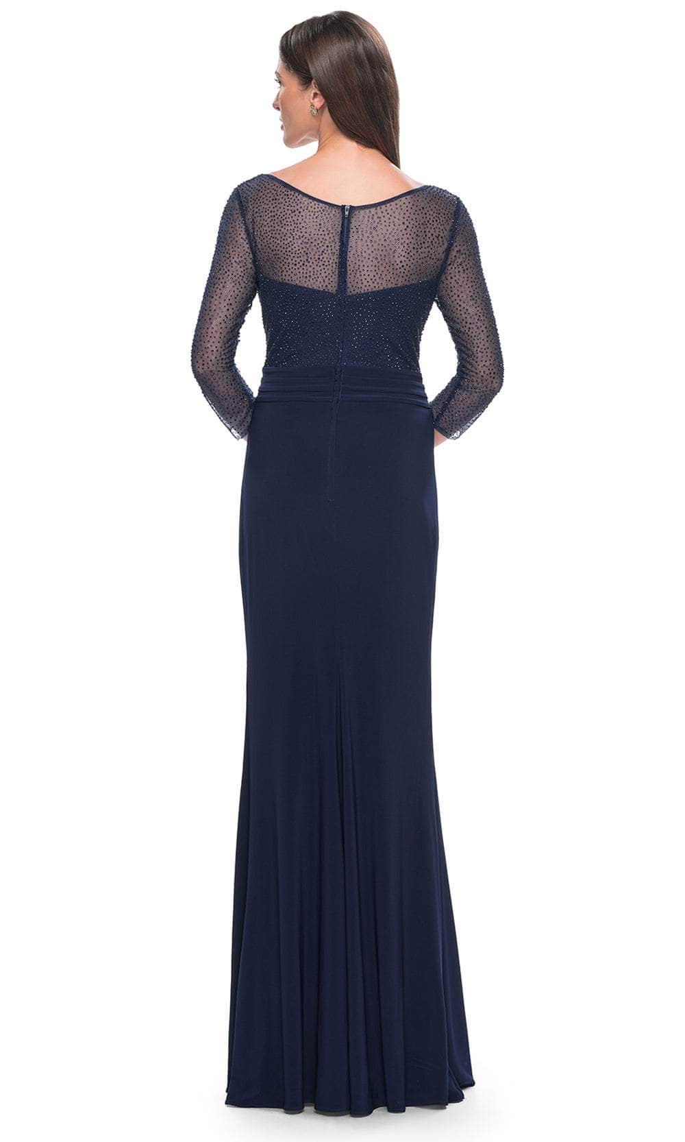La Femme 31777 Jersey Beaded Ruched V Neck Prom Dress