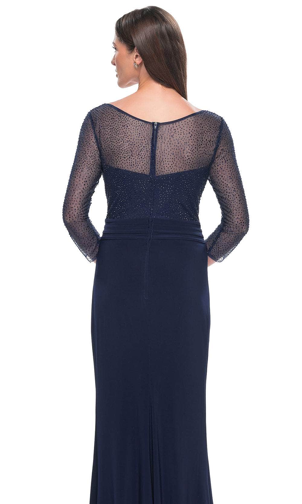 La Femme 31777 Jersey Beaded Ruched V Neck Prom Dress