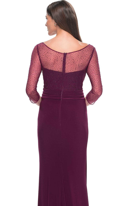 La Femme 31777 Jersey Beaded Ruched V Neck Prom Dress