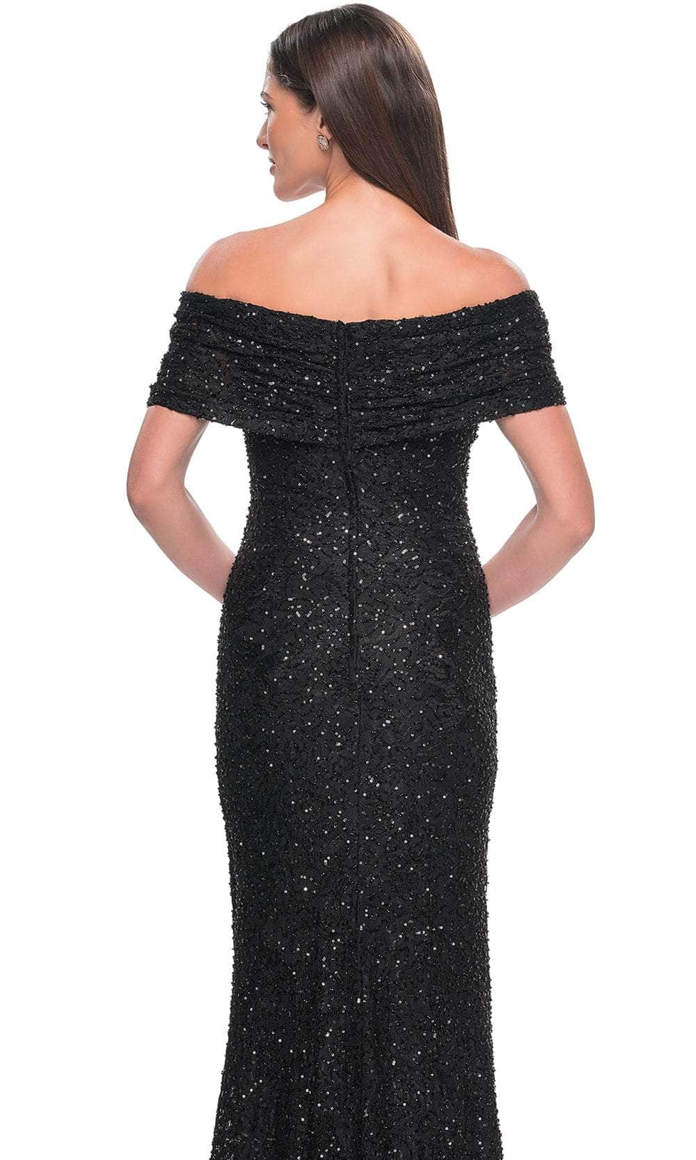 La Femme 31778 Lace Beaded Sequin Off the Shoulder Evening Gown