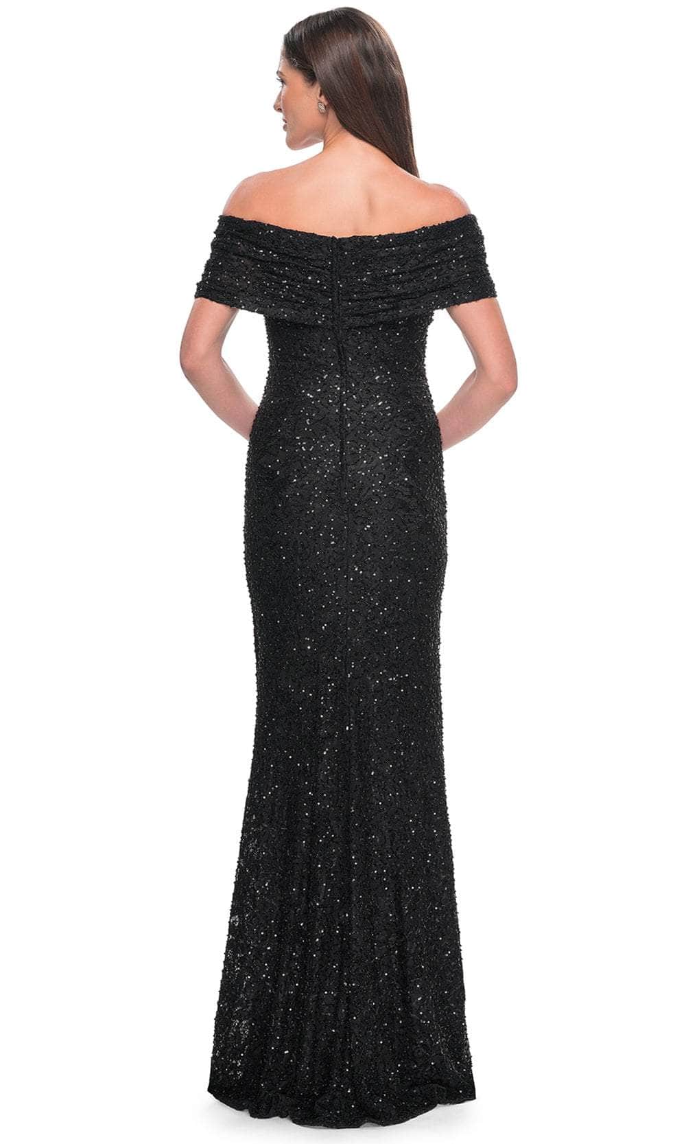 La Femme 31778 Lace Beaded Sequin Off the Shoulder Evening Gown