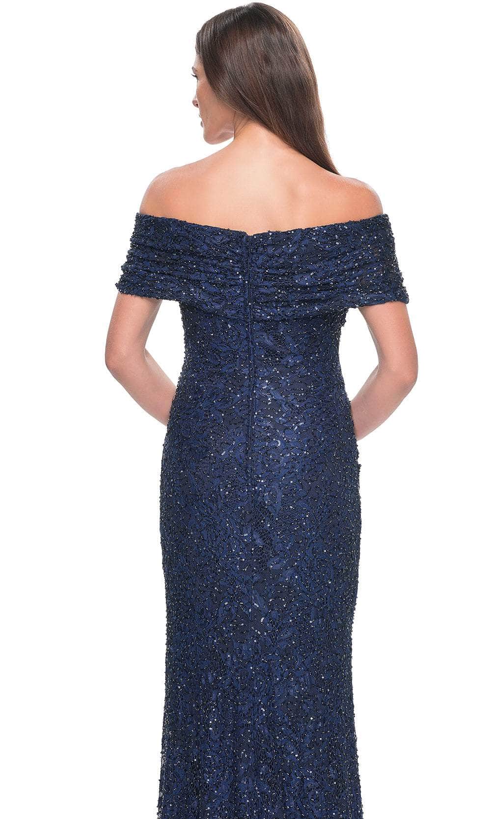 La Femme 31778 Lace Beaded Sequin Off the Shoulder Evening Gown