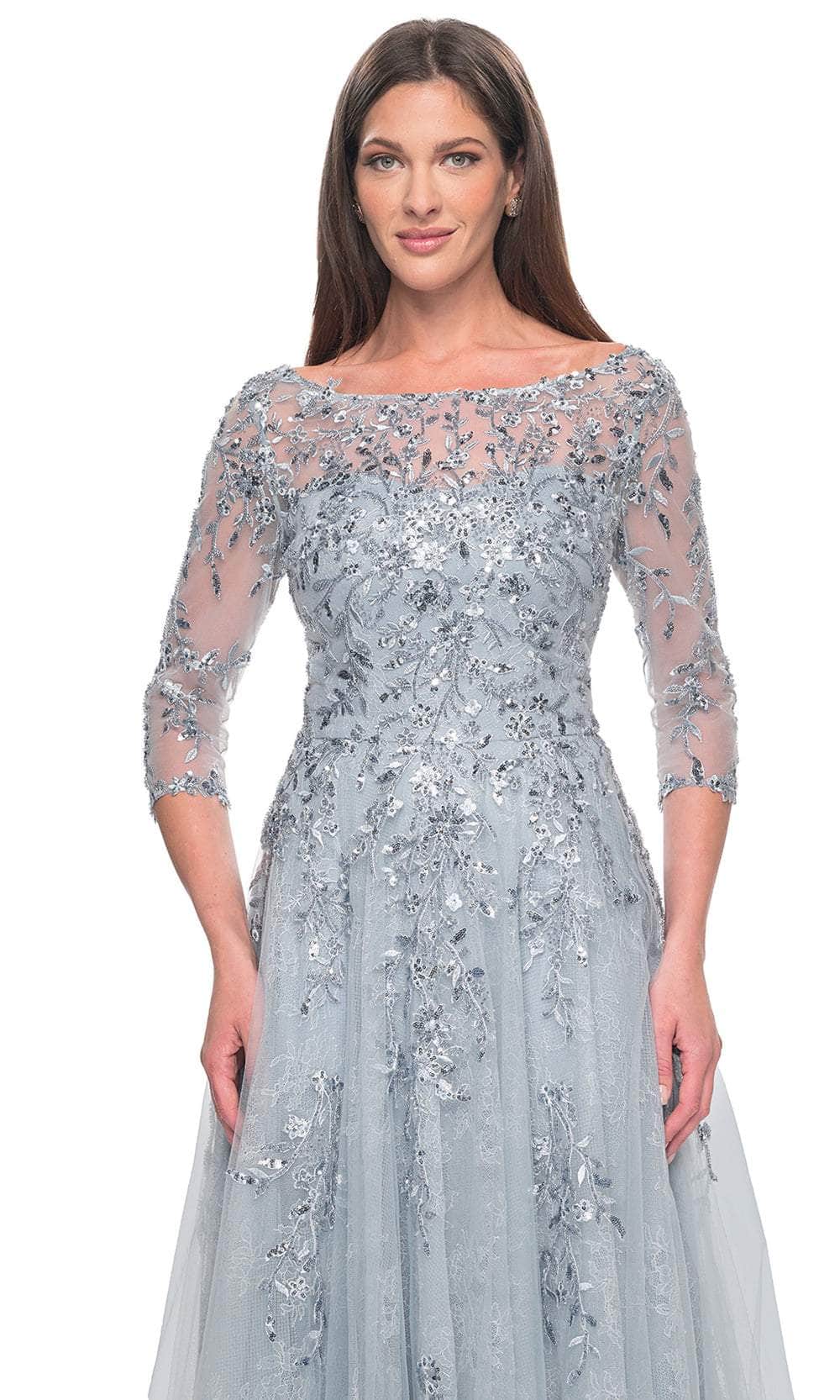 La Femme 31795 Tulle Beaded Illusion Bateau Evening Gown