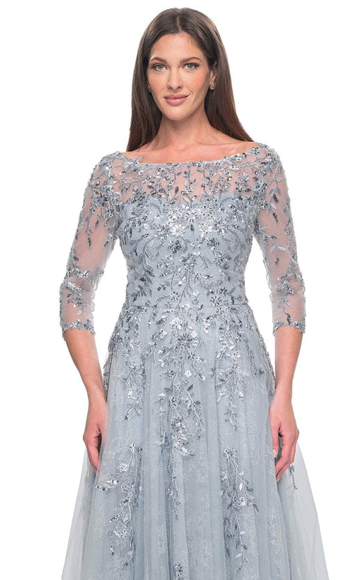 La Femme 31795 Tulle Beaded Illusion Bateau Evening Gown