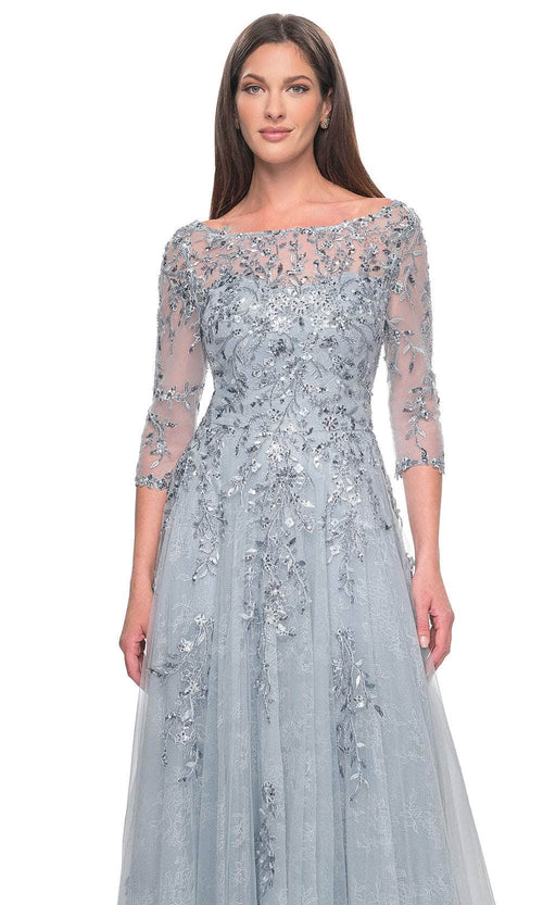 La Femme 31795 Tulle Beaded Illusion Bateau Evening Gown