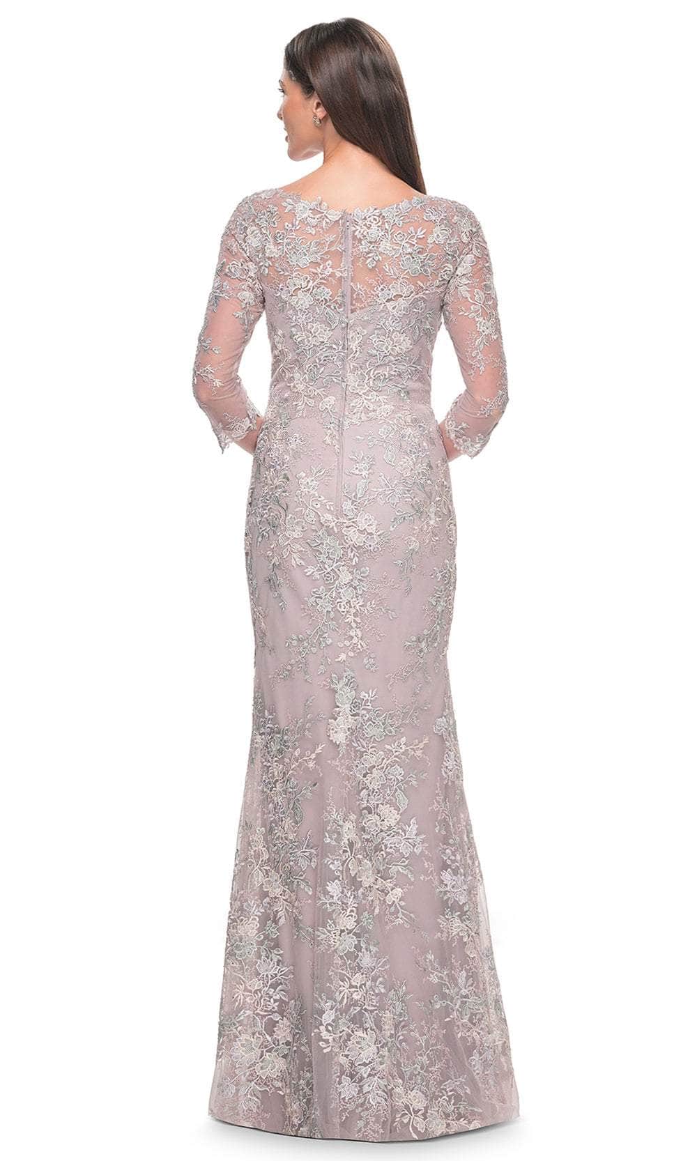 La Femme 31804 Lace Beaded Embroidered V Neck Evening Gown