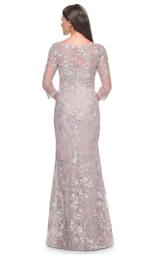 La Femme 31804 Lace Beaded Embroidered V Neck Evening Gown