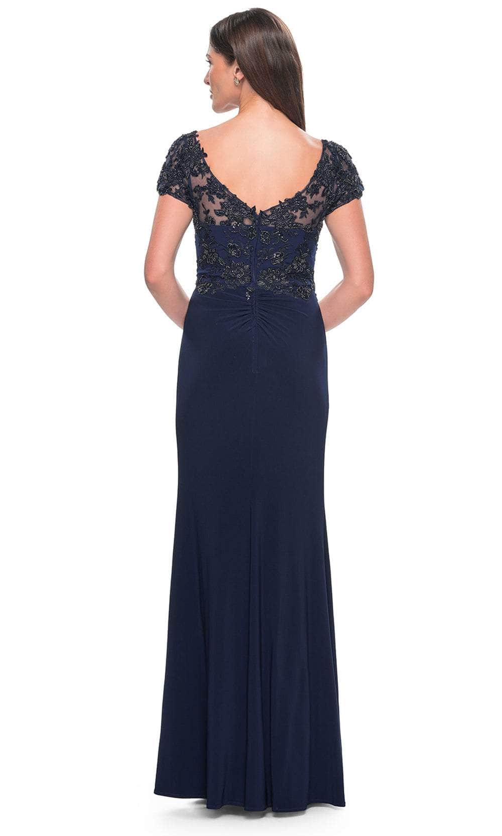La Femme 31805 Jersey Beaded Embroidered Bateau Evening Gown