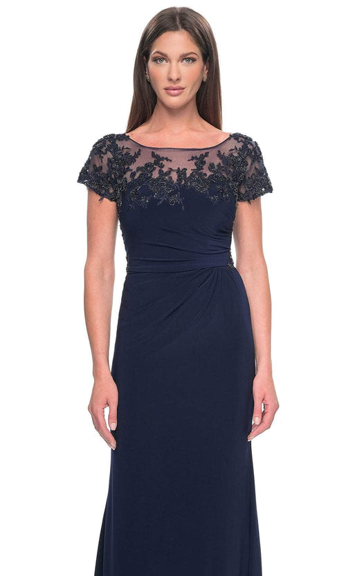 La Femme 31805 Jersey Beaded Embroidered Bateau Evening Gown