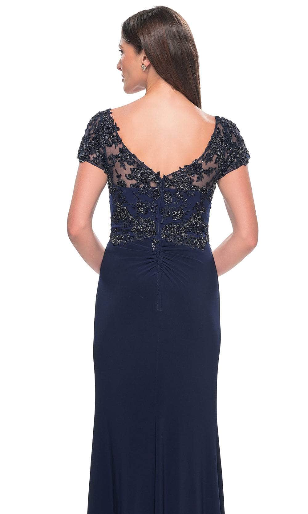 La Femme 31805 Jersey Beaded Embroidered Bateau Evening Gown