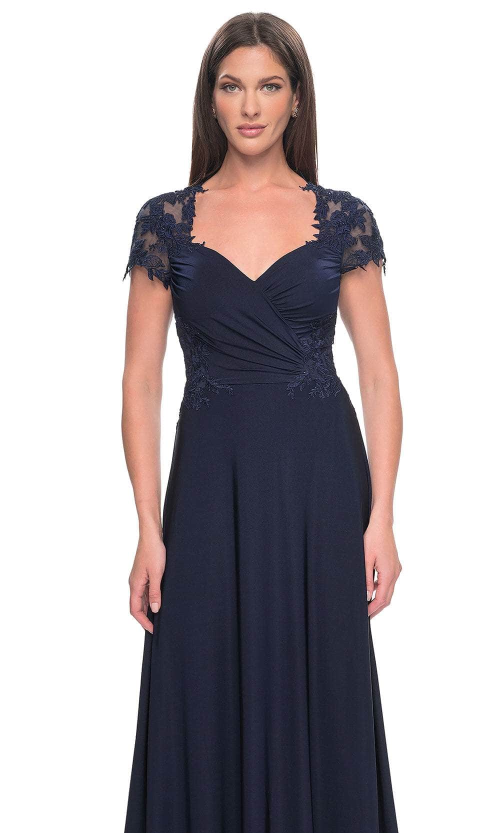 La Femme 31906 Jersey Beaded Floral Sweetheart Prom Dress