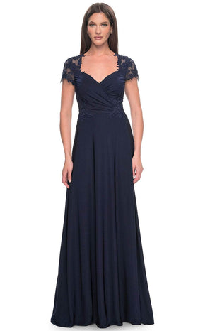 La Femme 31906 Jersey Beaded Floral Sweetheart Prom Dress