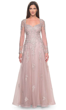 La Femme 31937 Tulle Embroidered Illusion Sweetheart Evening Gown