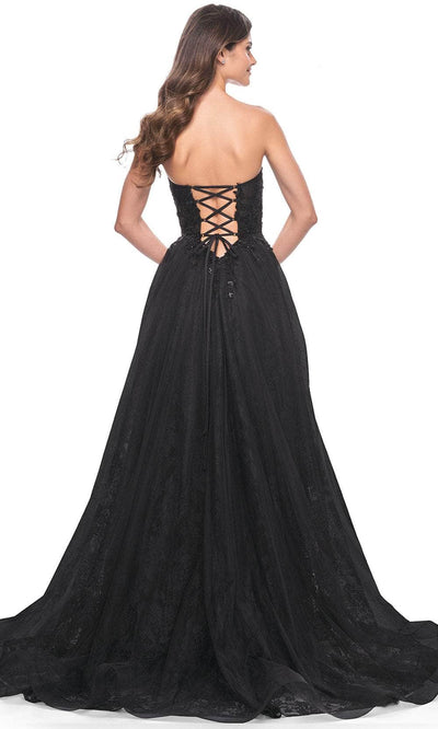 La Femme 31954 Appliqued Strapless A-Line Prom Dress