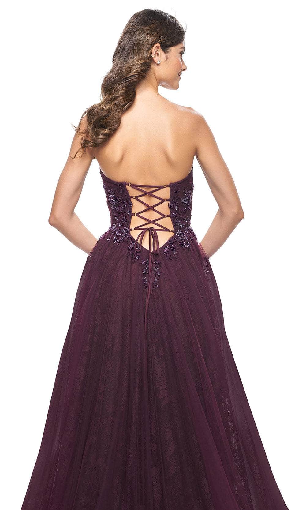 La Femme 31954 Appliqued Strapless A-Line Prom Dress